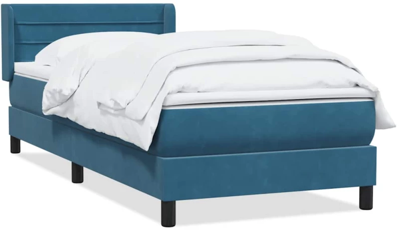 vidaXL Κρεβάτι Boxspring με Στρώμα Σκούρο Μπλε 80x220 εκ. Βελούδινο
