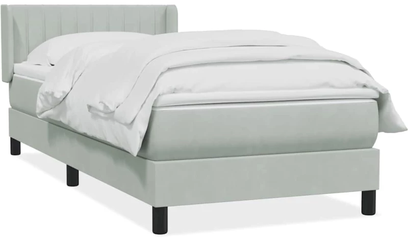 vidaXL Box Spring κρεβάτι με στρώμα ανοιχτό γκρι 80x220 cm Βελούδινο