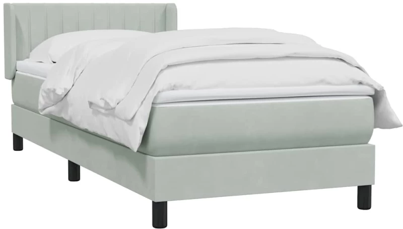 vidaXL Box Spring κρεβάτι με στρώμα ανοιχτό γκρι 80x220 cm Βελούδινο