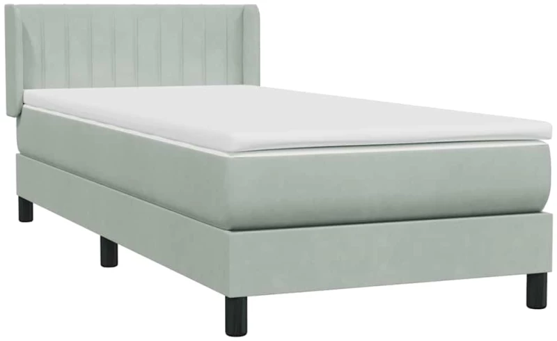 vidaXL Box Spring κρεβάτι με στρώμα ανοιχτό γκρι 80x220 cm Βελούδινο