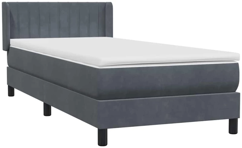 vidaXL Κρεβάτι Boxspring με Στρώμα Σκούρο Γκρι 80x220 εκ. Βελούδινο