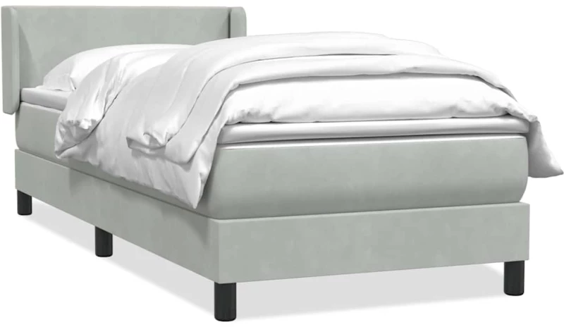 vidaXL Κρεβάτι Boxspring με Στρώμα Ανοιχτό Γκρι 80x210 εκ. Βελούδινο