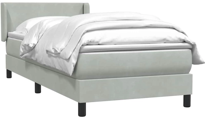 vidaXL Κρεβάτι Boxspring με Στρώμα Ανοιχτό Γκρι 80x210 εκ. Βελούδινο