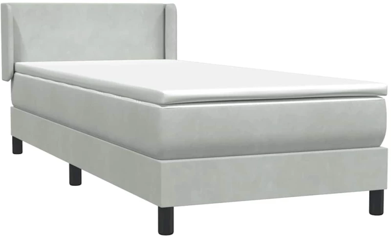 vidaXL Κρεβάτι Boxspring με Στρώμα Ανοιχτό Γκρι 80x210 εκ. Βελούδινο