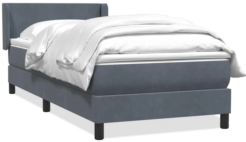 vidaXL Box Spring Κρεβάτι με στρώμα Σκούρο γκρι 80x210 εκ. Βελούδινο