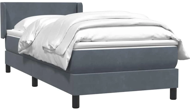 vidaXL Box Spring Κρεβάτι με στρώμα Σκούρο γκρι 80x210 εκ. Βελούδινο
