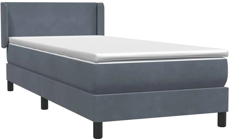 vidaXL Box Spring Κρεβάτι με στρώμα Σκούρο γκρι 80x210 εκ. Βελούδινο