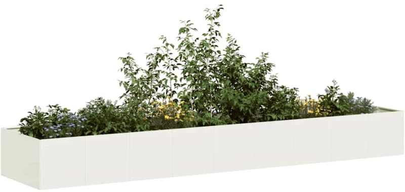 vidaXL Ζαρντινιέρα Λευκή 360x80x40 εκ. από Χάλυβα