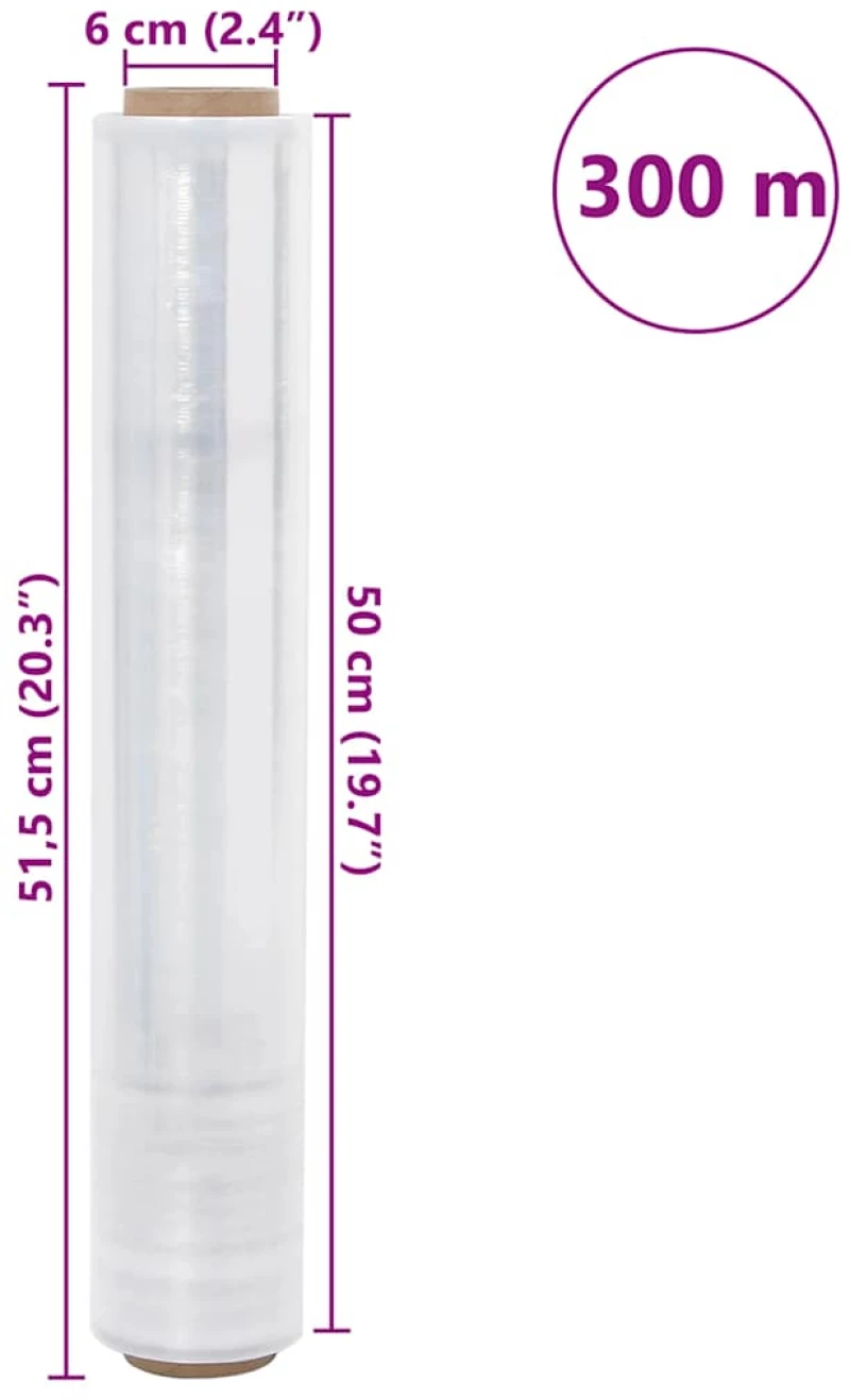 vidaXL Stretch Film 2 τεμάχια Διαφανές 30 μm 50 cm x 300 m
