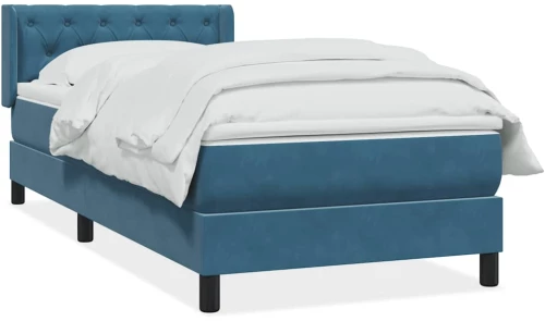 vidaXL Κρεβάτι Boxspring με Στρώμα Σκούρο Μπλε 80x220 εκ. Βελούδινο