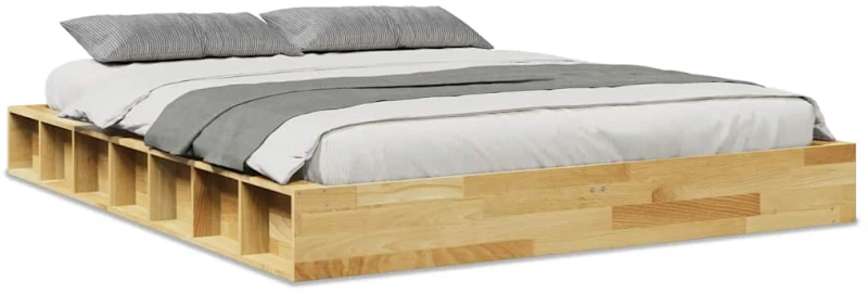 vidaXL Πλαίσιο κρεβατιού χωρίς στρώμα 135x190 cm μασίφ ξύλο δρυς