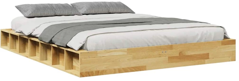 vidaXL Πλαίσιο κρεβατιού χωρίς στρώμα 135x190 cm μασίφ ξύλο δρυς
