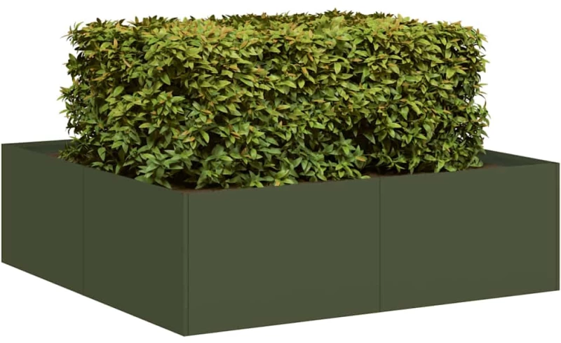 vidaXL Ζαρντινιέρα Λαδί 100x100x30 εκ. από Χάλυβα