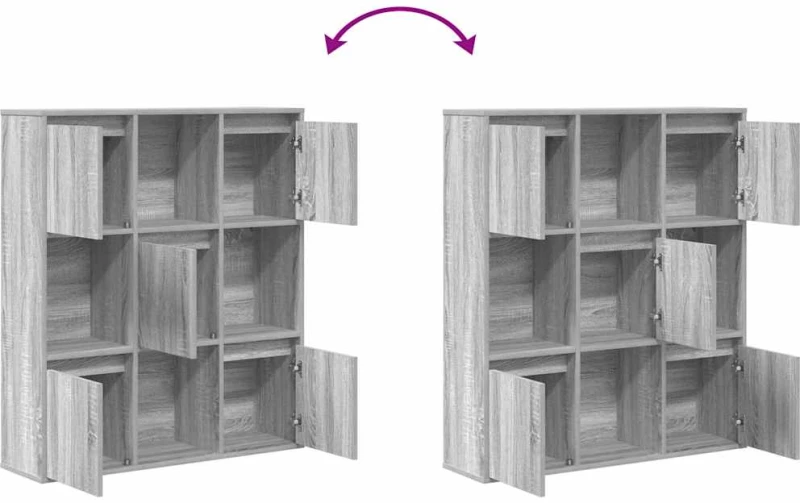 vidaXL Βιβλιοθήκη Γκρι Sonoma 89x24x101,5 εκ. από Επεξεργασμένο Ξύλο