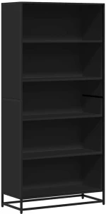 Βιβλιοθήκη vidaXL Μαύρο 80,5x35x170,5 cm Ξύλο μηχανικής κατασκευής