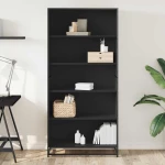 Βιβλιοθήκη vidaXL Μαύρο 80,5x35x170,5 cm Ξύλο μηχανικής κατασκευής