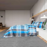 Σετ Παπλωματοθήκη vidaXL Μπλε και Γκρι 135x200 εκ. Βαμβακερό