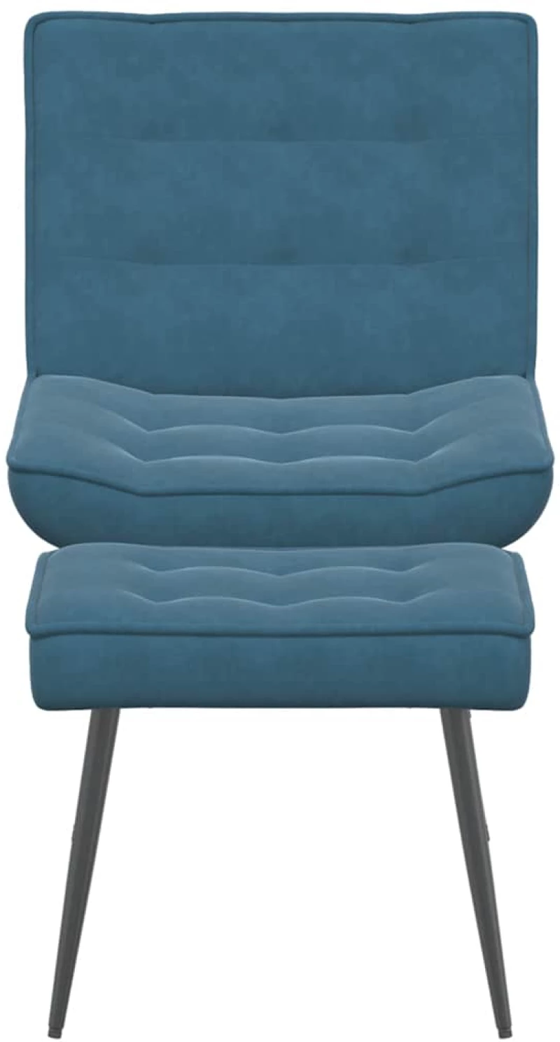vidaXL Πολυθρόνα Relax Μπλε Βελούδινη με Σκαμπό