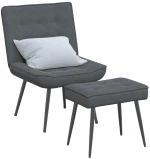 vidaXL Πολυθρόνα Relax Σκούρο Γκρι Βελούδινη με Σκαμπό