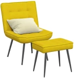 vidaXL Πολυθρόνα Relax Κίτρινη Βελούδινη με Σκαμπό