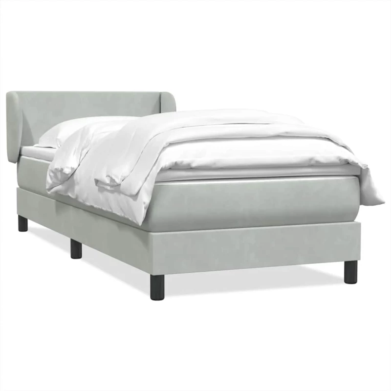 vidaXL Κρεβάτι Boxspring με Στρώμα Ανοιχτό Γκρι 80x210 εκ. Βελούδινο