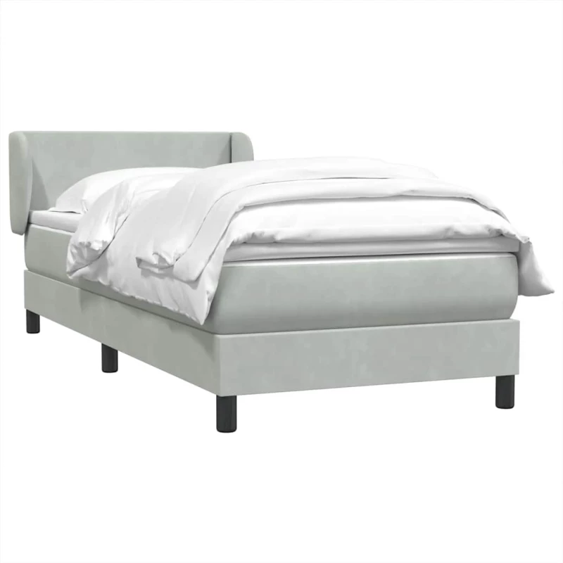 vidaXL Κρεβάτι Boxspring με Στρώμα Ανοιχτό Γκρι 80x210 εκ. Βελούδινο
