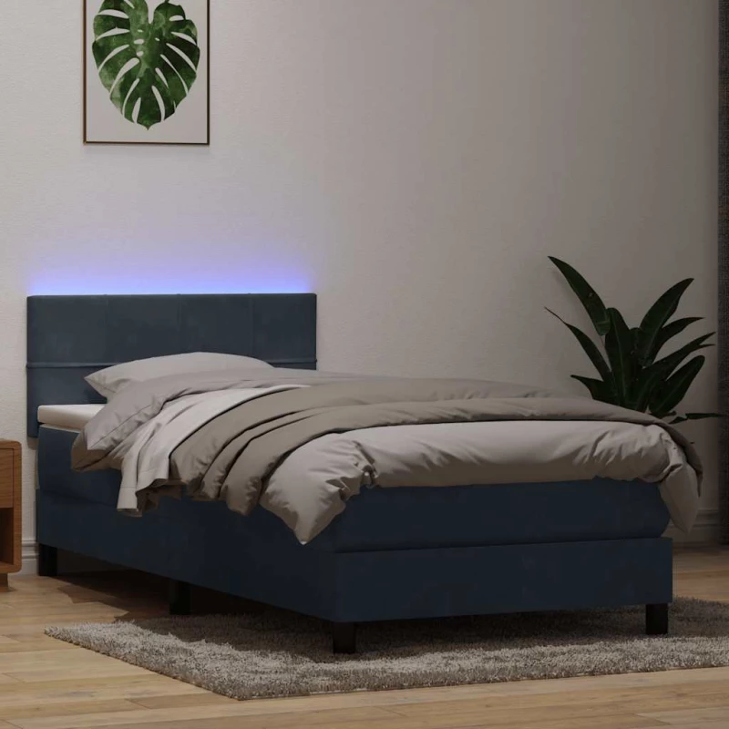 vidaXL Box Spring Κρεβάτι με στρώμα Σκούρο γκρι 80x210 εκ. Βελούδινο