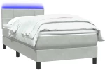 vidaXL Box Spring κρεβάτι με στρώμα ανοιχτό γκρι 80x220 cm Βελούδινο