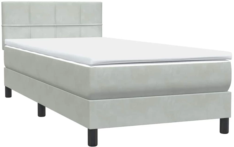 vidaXL Box Spring κρεβάτι με στρώμα ανοιχτό γκρι 80x220 cm Βελούδινο
