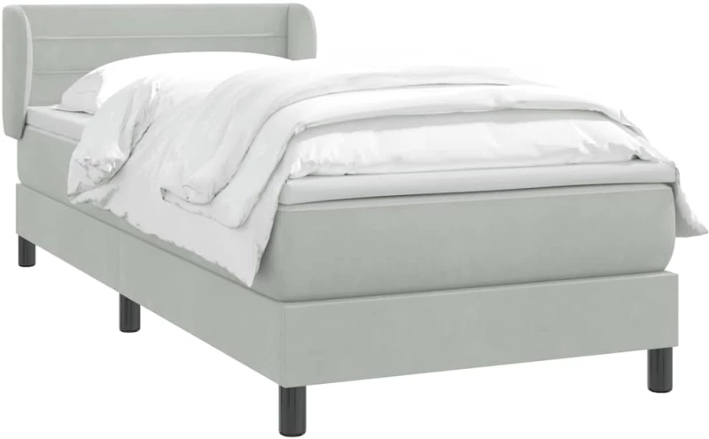 vidaXL Κρεβάτι Boxspring με Στρώμα Ανοιχτό Γκρι 80x210 εκ. Βελούδινο