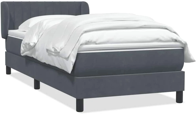 vidaXL Κρεβάτι Boxspring με Στρώμα Σκούρο Γκρι 80x220 εκ. Βελούδινο