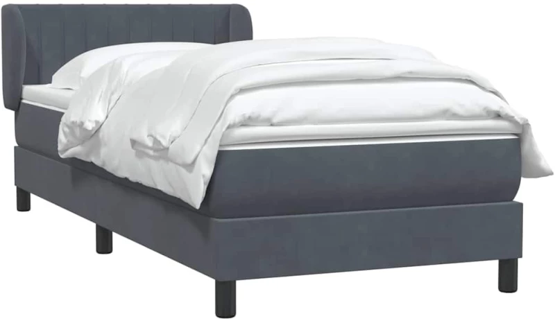 vidaXL Κρεβάτι Boxspring με Στρώμα Σκούρο Γκρι 80x220 εκ. Βελούδινο