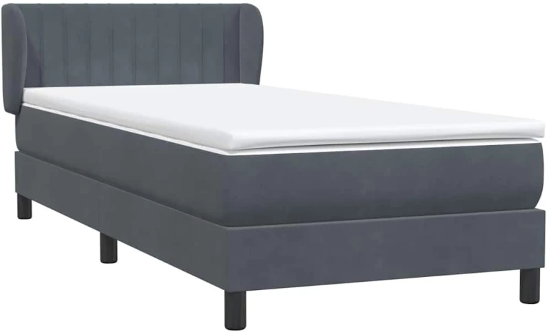 vidaXL Κρεβάτι Boxspring με Στρώμα Σκούρο Γκρι 80x220 εκ. Βελούδινο