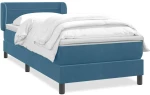 vidaXL Box Spring κρεβάτι με στρώμα σκούρο μπλε 80x210 εκ. Βελούδινο