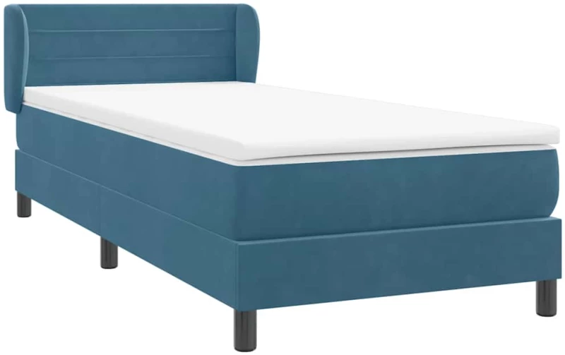vidaXL Box Spring κρεβάτι με στρώμα σκούρο μπλε 80x210 εκ. Βελούδινο