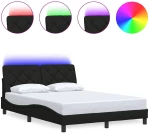 vidaXL Σκελετός Κρεβατιού με LED Χωρίς Στρώμα Μαύρο 140x190 εκ.