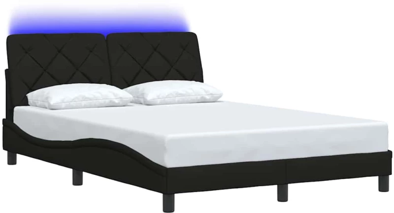 vidaXL Σκελετός Κρεβατιού με LED Χωρίς Στρώμα Μαύρο 140x190 εκ.