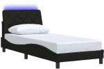 vidaXL Σκελετός Κρεβατιού με LED Χωρίς Στρώμα Μαύρο 90x190 εκ.