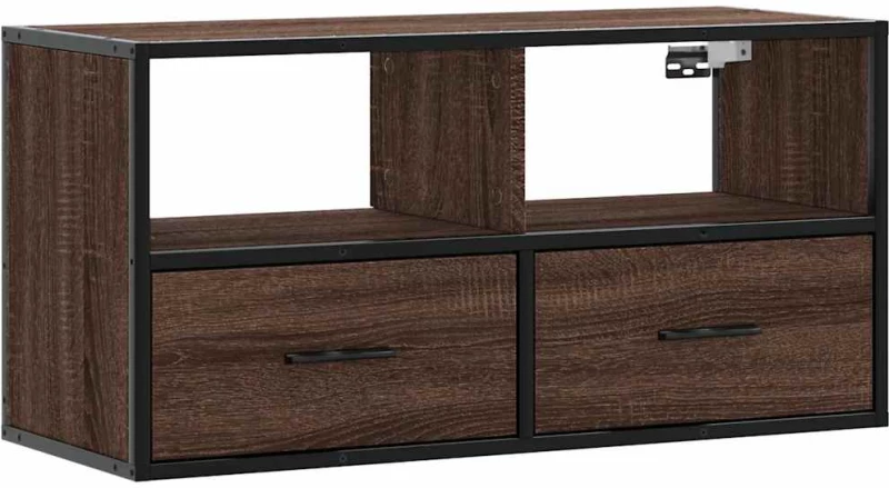 vidaXL Έπιπλο Τηλεόρασης Καφέ Δρυς 80x31x39,5 εκ Επεξ.Ξύλο/Μέταλλο