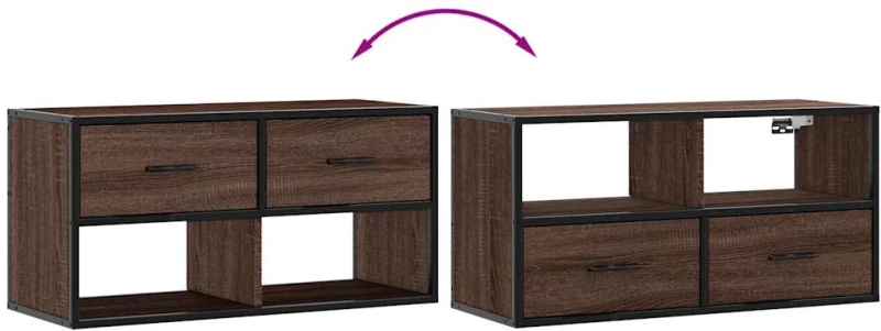 vidaXL Έπιπλο Τηλεόρασης Καφέ Δρυς 80x31x39,5 εκ Επεξ.Ξύλο/Μέταλλο
