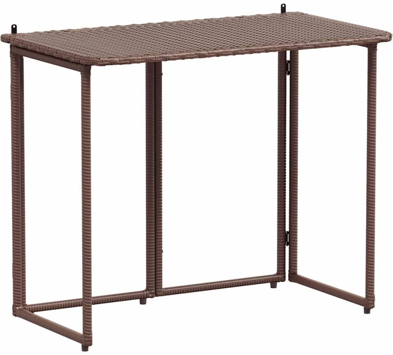vidaXL Πτυσσόμενο τραπέζι κήπου καφέ 90x51x75 cm Poly Rattan
