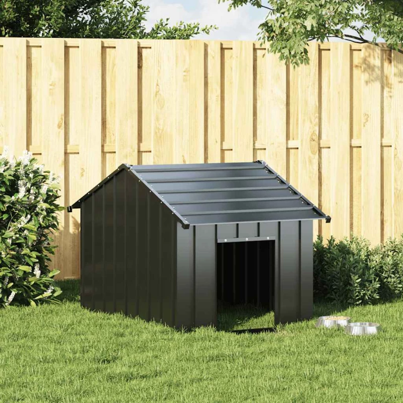 vidaXL Σπιτάκι σκύλου με οροφή 83x130x85 cm Γαλβανισμένος χάλυβας