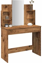 vidaXL Κομοδίνο με καθρέφτη Παλιό ξύλο 96x39x142 cm
