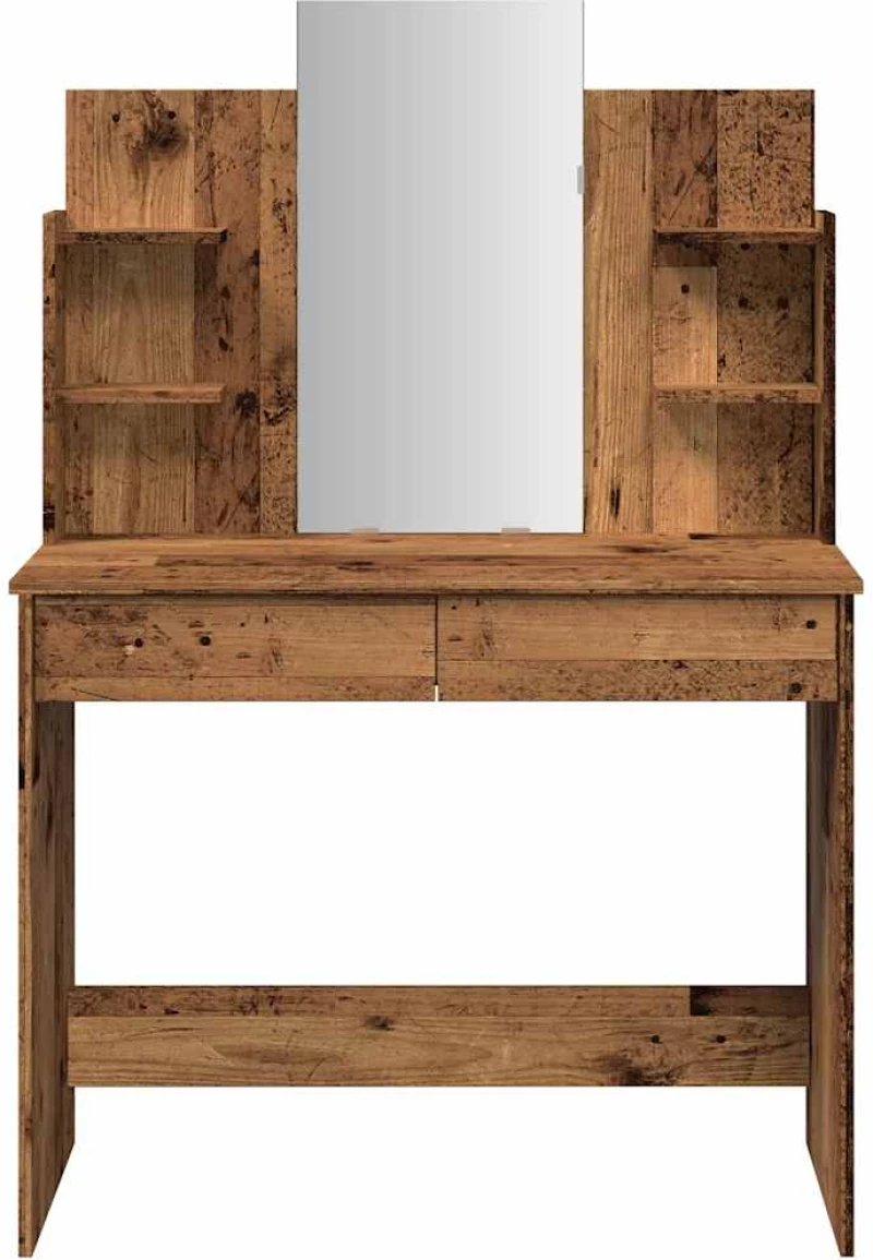 vidaXL Κομοδίνο με καθρέφτη Παλιό ξύλο 96x39x142 cm