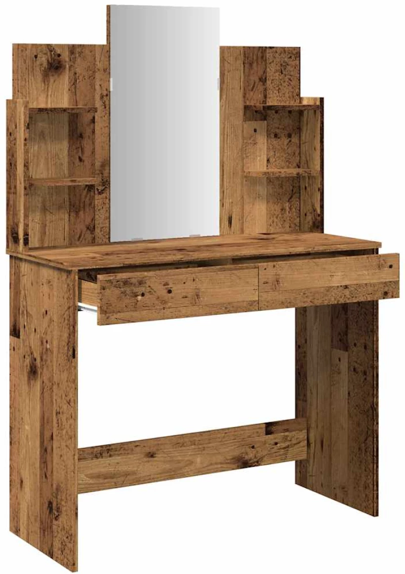 vidaXL Κομοδίνο με καθρέφτη Παλιό ξύλο 96x39x142 cm