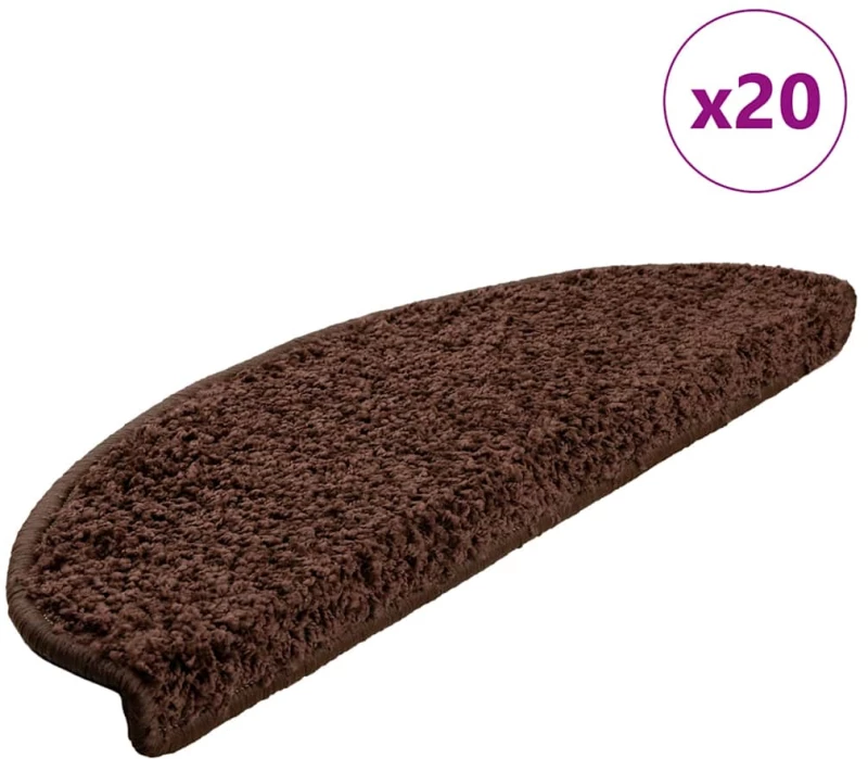 vidaXL Πατάκια Σκάλας 20 τεμ. Καφέ 65 x 21 x 4 εκ.