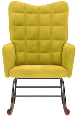 vidaXL Πολυθρόνα Κουνιστή Κίτρινη Βελούδινη