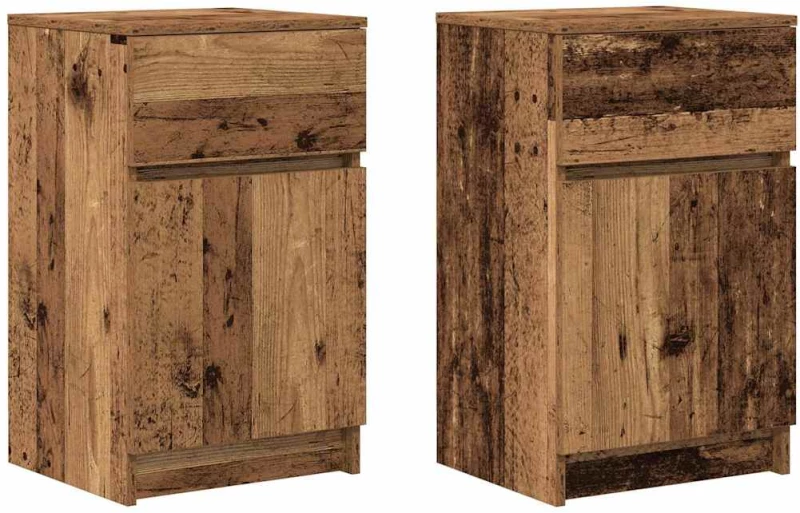 vidaXL Κομοδίνα 2 τεμ. Όψη Παλαιού Ξύλου 39x35x65 εκ. από Επεξ. Ξύλο