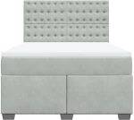 vidaXL Κρεβάτι Boxspring με Στρώμα Ανοιχτό Γκρι 140x190 εκ. Βελούδινο