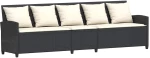 vidaXL Καναπές κήπου 5θέσιος με μαξιλάρια Μαύρο Poly Rattan